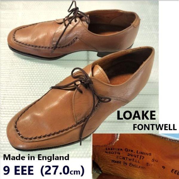

Loake FONTWELL Goodyear Welt U-Tip Shoes England Vintage Size 9EEE 27.0 Brown