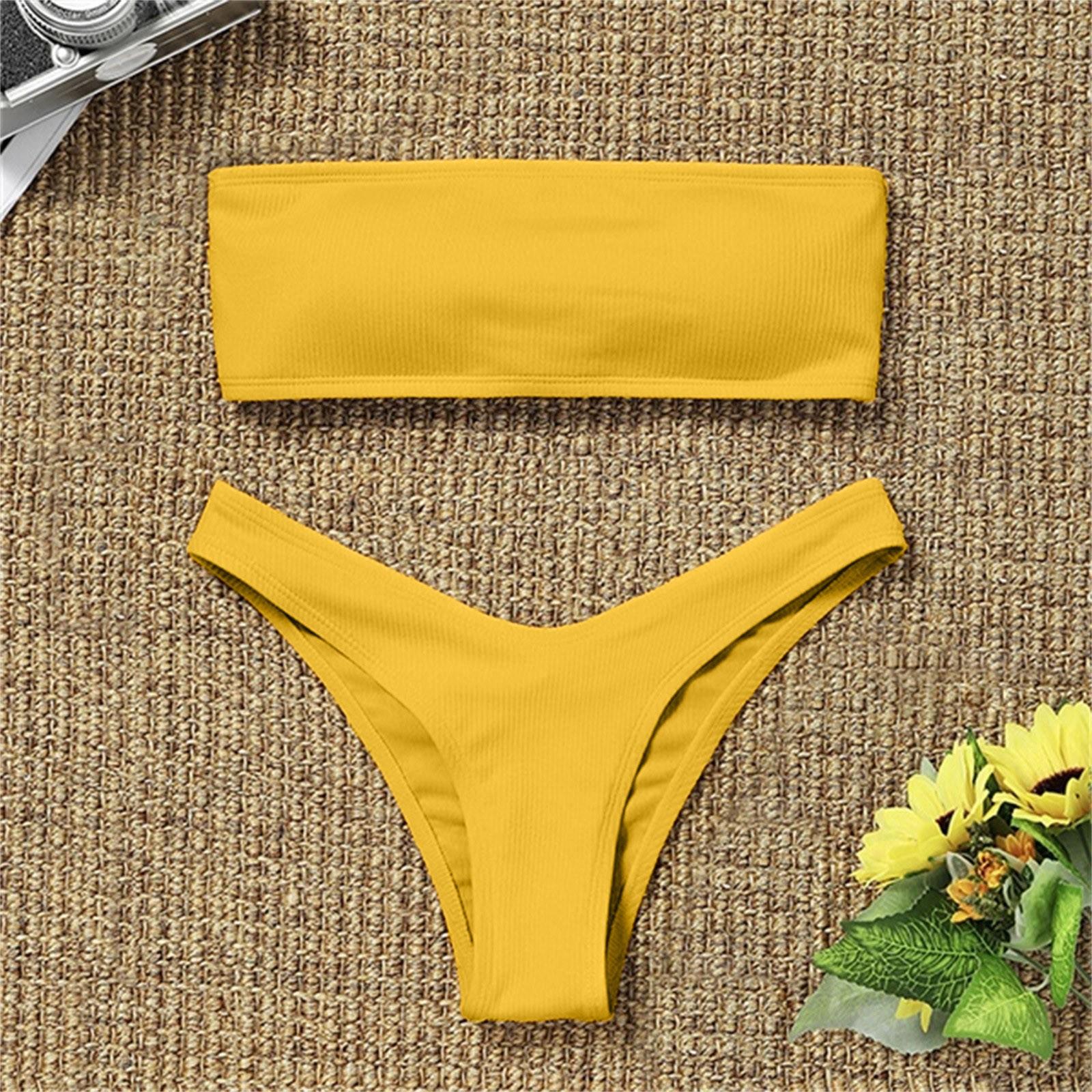 

Women s Bikini High Waisted Two Piece Swimsuit Swimwear M жовтий