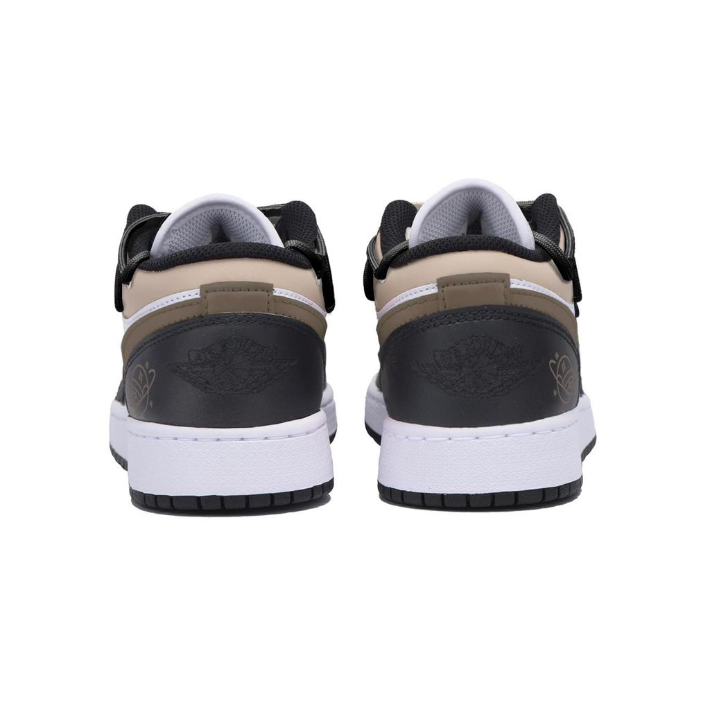 Jordan Air Jordan 1 Slip Resistant Low top Vintage Basketball Shoes Men's Black Brown 553558-131(Team85-)