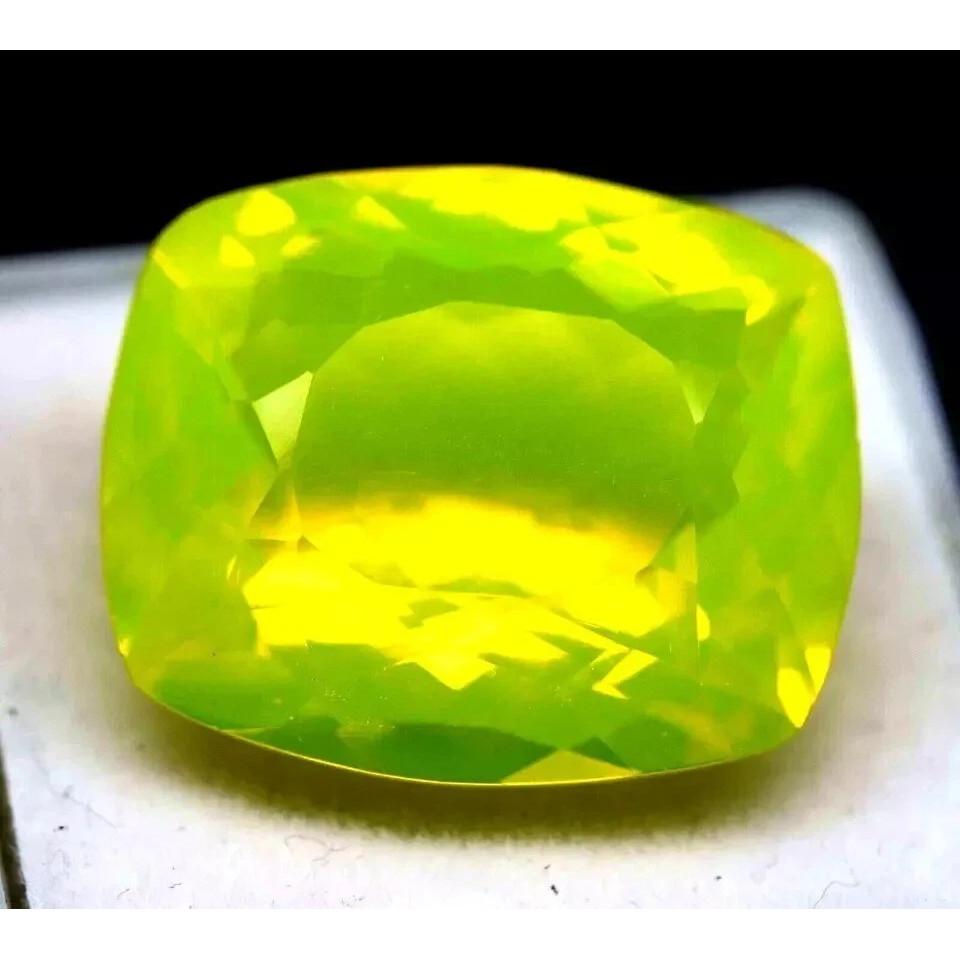 Cushion Cut Natural Yellow Fire Opal Neon 69.45 Ct Stunning Certified Gemstone