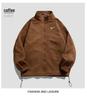 Giacca Unisex in Pelle Scamosciata e Pile con Collo Rialzato Stile Giapponese - Uomo Primavera/Autunno 2025 Sportiva e Studente Vestibilità Larga