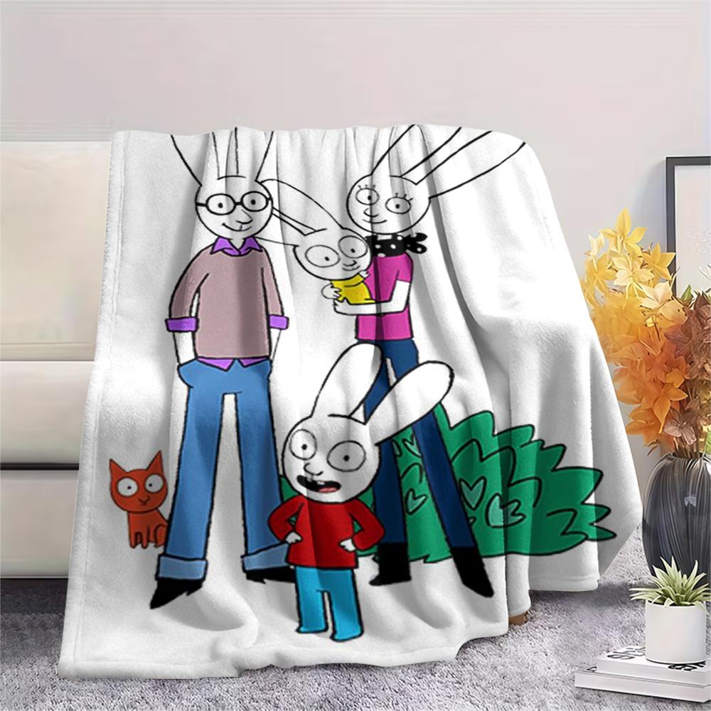 1pz Coperta in Flanella con Stampa di Simon il Coniglio, Alta qualità Confortevole per Tutte le Stagioni, Arredamento per la Casa, Calore e Comfort, Perfetta per Regali di Natale157