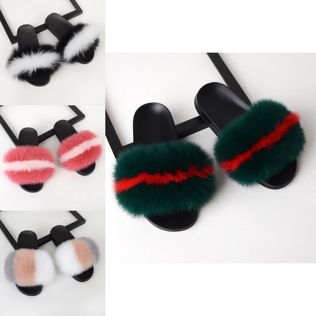 Interactive Women's Fluffy Fur Slippers Sandals Soft Lady Slides