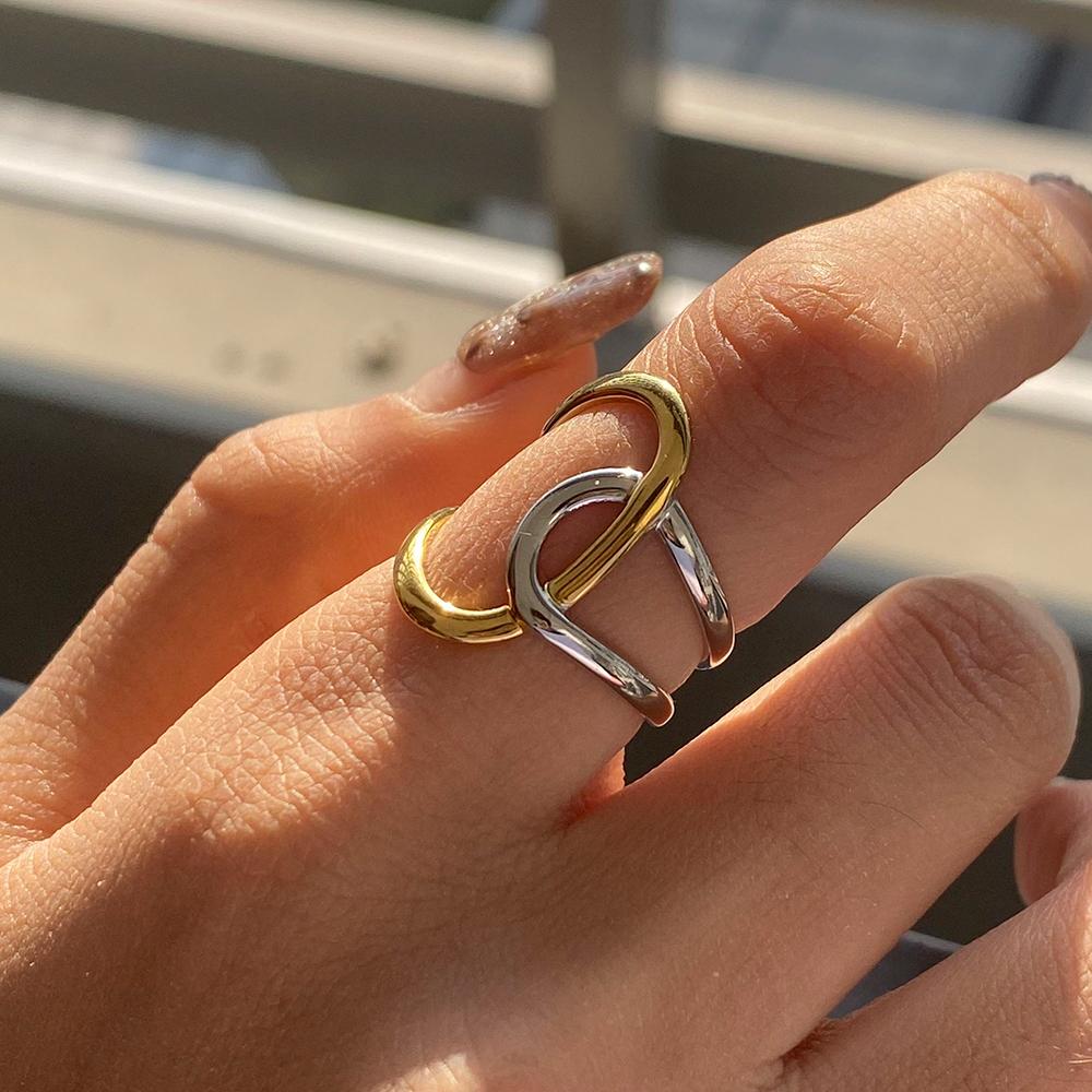 Yori 18K Gold Plated Stainless Steel Ring Collection Modern Fluid Designs for Everyday Formal Wear Durable Hypoallergenic
