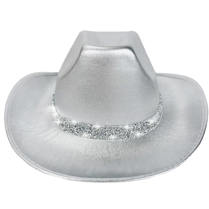 Eye-catching Crystal Cowboy Hats Bride Hat Panama Hat for Bachelorette Party Cowboy Hats for Club Stage Shows