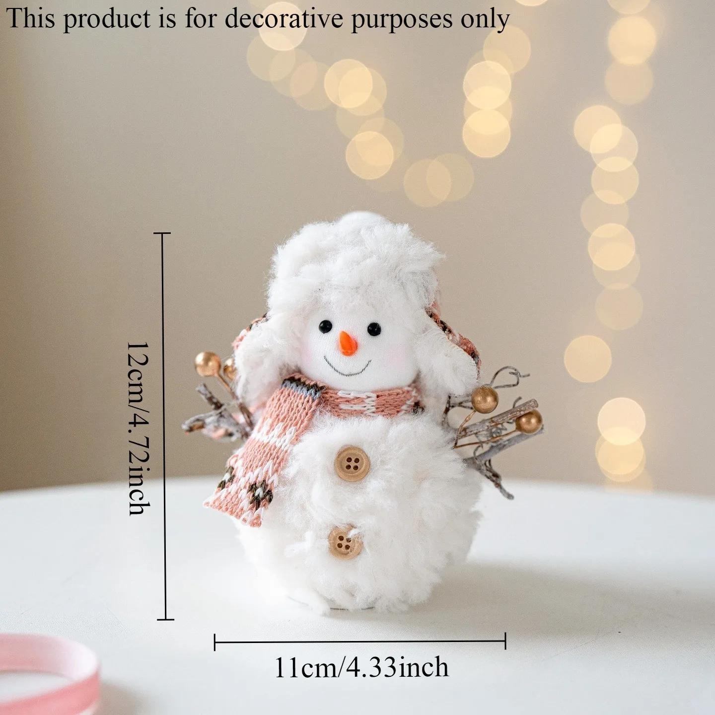 

Pink Knitted Christmas Snowman Figurines 1pc/3pc, Mini Desktop Holiday Decor, Cute Winter Party Table Ornaments Gift