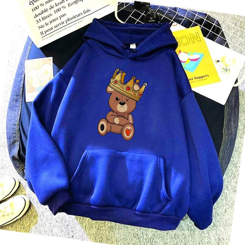 Fashion Cartoon Women's Hoodie Teddy Bear Print Hoodies Women Streetwear Pullover Harajuku Unisex Sweatshirt Oversized Clothes