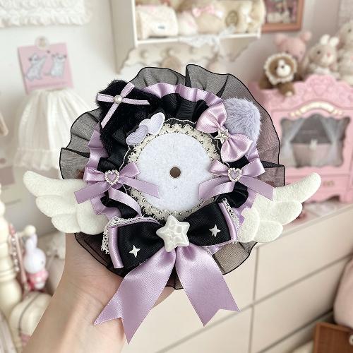 5.8cm Creative Design Kawaii Badge Pin Displaying Holder Sweet Lace Star Protector with Lanyard Fashoin Badge Clip Cover Case