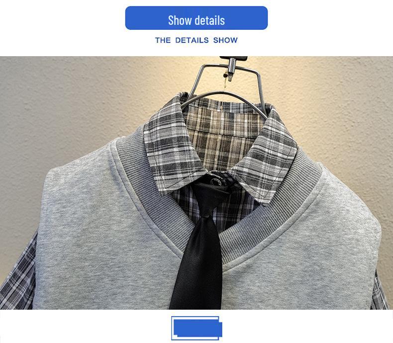 Jungen 2025 Herbst Preppy 3-teiliges Set: Stilvolles Hemd, Weste und Sportbekleidung