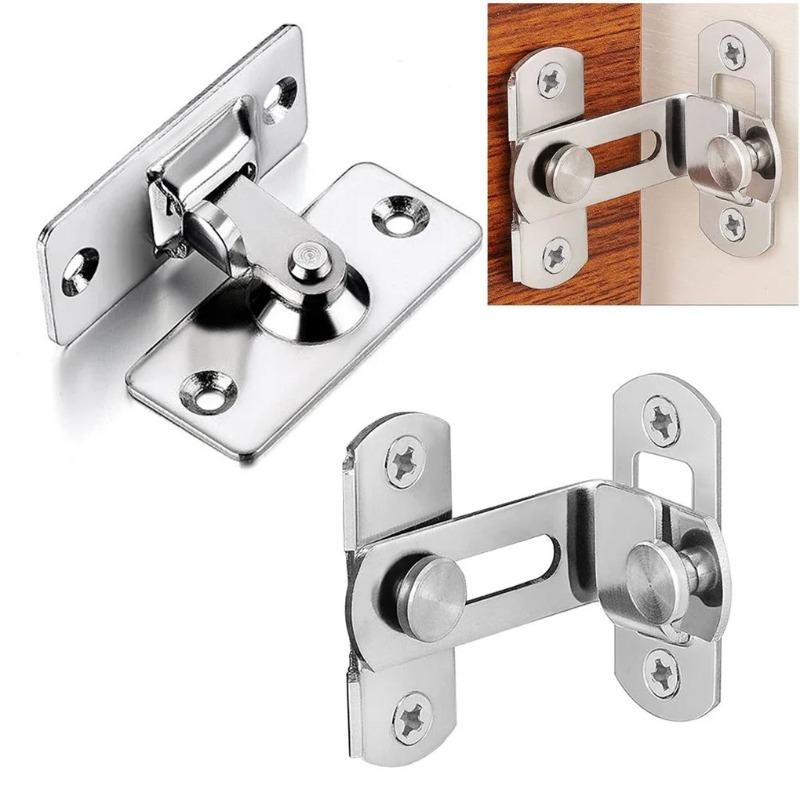 90 Degree Stainless Steel Door Latch Right Angle Sliding Bending Door Lock Latch Locker Hardware Accessories with Screws