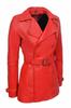 Genuine Stylish Wear Casual Women's Trench Coat Red Leather Handmade Lambskin