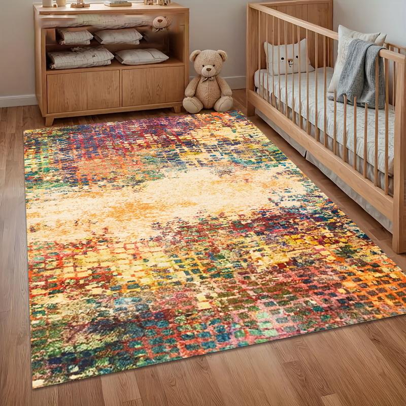 Vantage Kindertapijt Regenboog Abstract Rasterprint Antislip Wasbaar Vloerkleed voor Kinderkamer Slaapkamer Speelkamer Woondecoratie 40X60cm