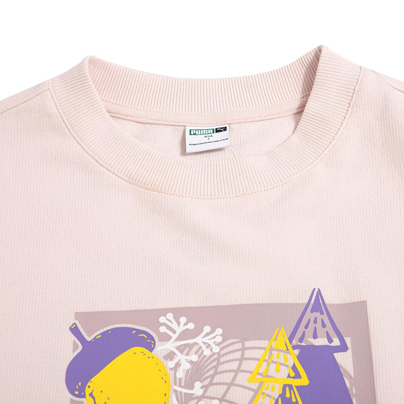 PUMA Sweatshirts Women's Pink Crew Neck Moderate Regular 538779-48