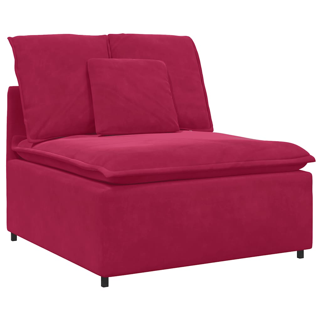 Modular Sofa Center Module with Cushions Burgundy 100 Cm