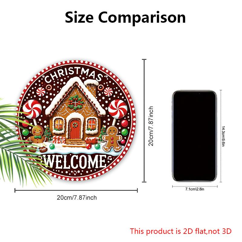 Wooden Christmas Sign with Gingerbread Man Pattern - Navidad Welcome Sign for Front Door Wall Hanging Decor - Ideal Christmas Ornament