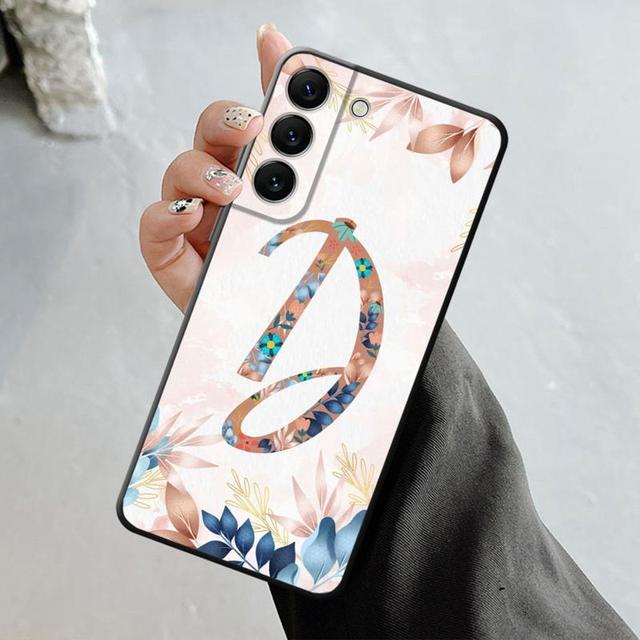 Handyhülle für Samsung Galaxy S23 S22 S21 S20 Fe Ultra S10 S9 S8 Plus Note 20ultra 10plus Hülle Blumenmuster Blatt Buchstabe Kunst