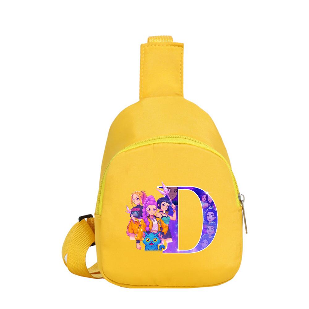Anime Cartoon 26 English Letter K-Pop Demon Hunters Printed Chest Pack for Boy Girl Shoulder Bag Student Portable Crossbody Pouch Kid Christmas Gift