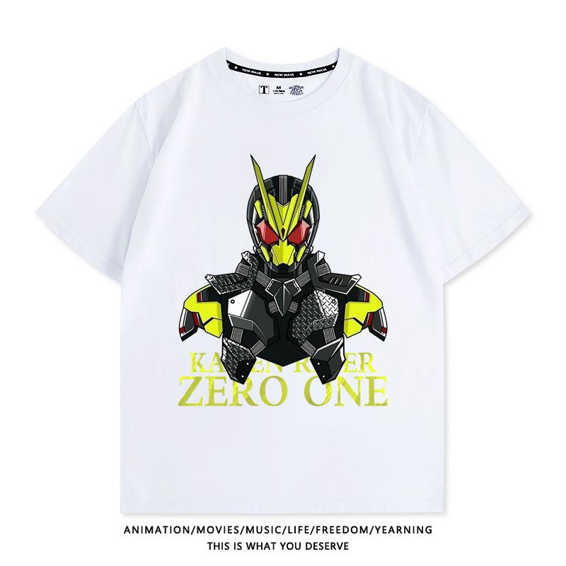 Kamen Rider Zero One Japanese Summer Couple Pure Cotton Short Sleeved T-shirt Boys and Girls O-neck Adult Same Style Shirt