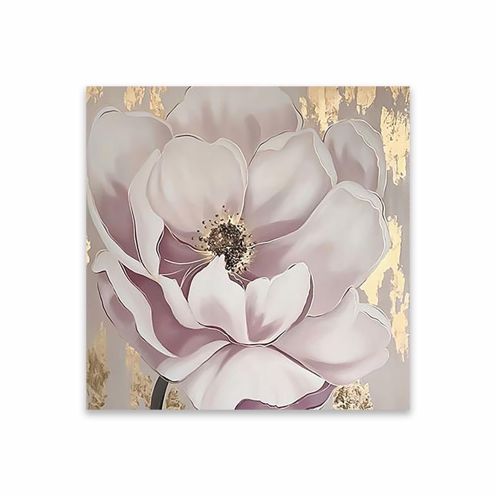 Gold Flower Poster Oil Painting Poster Golden Leaf Prints Colorful Floral Canvas Painting Romantic Textured Home Wall Decoration