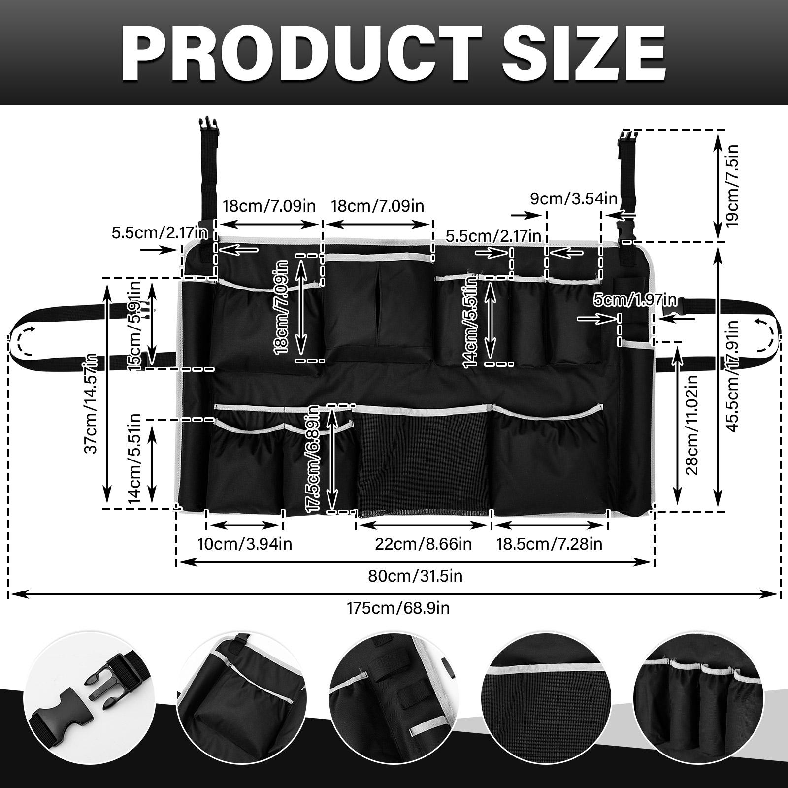 

Trash Can Caddy Bag Professional Cleaning Tool Storage Bag with 13 Pockets Janitor Garbage Can Organizer for 32 to 55 Gallon Bin