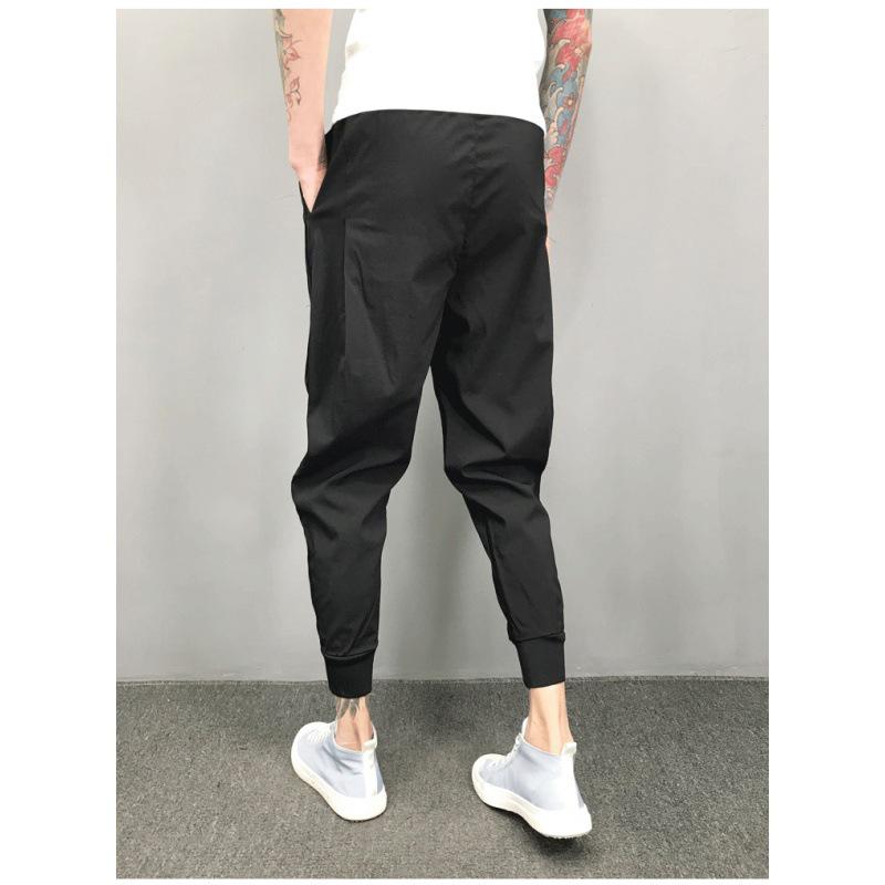 Men's Solid Color Nine-Point Cuffed Harem Pants - Trendy Autumn Wide-Leg Radish Streetwear