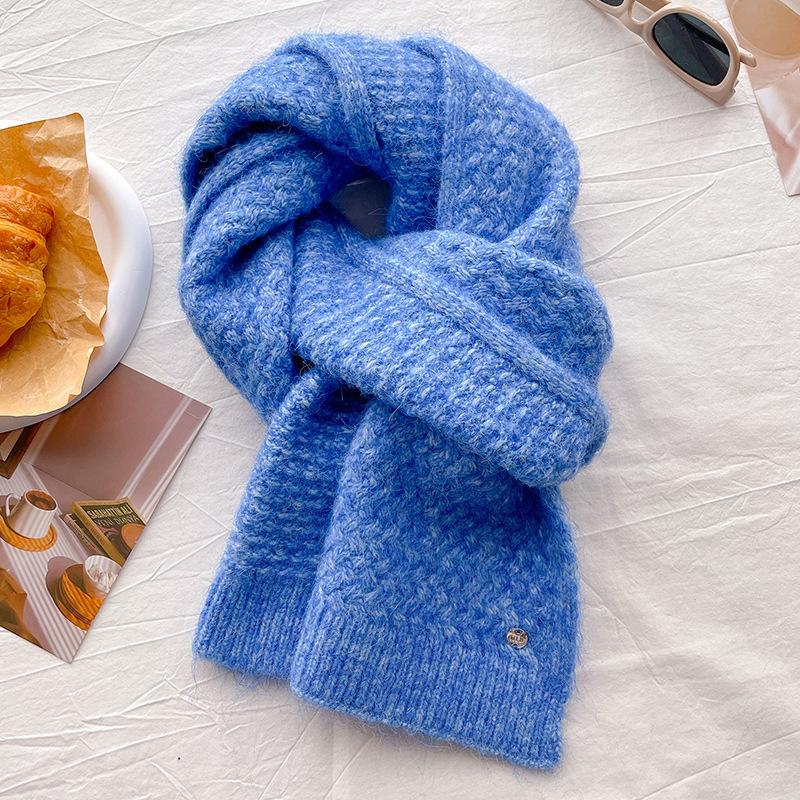 Knitted scarf with wool thread for women's autumn and winter gray thickened long male student couple scarf shawl