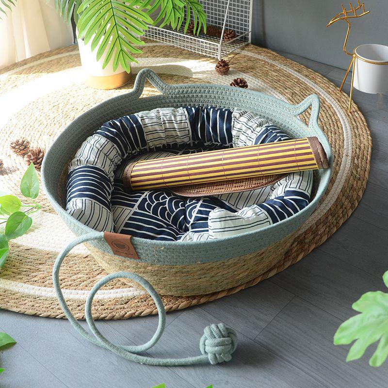 Rattan Woven Cat Bed: All-Season Winter Warm Nest for Pets