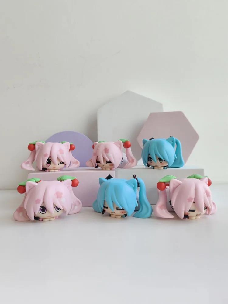 6 шт. Фигурка Хацунэ Мику Аниме Q Версия Кавайи Спящая Мику Фигурка Действия Виртуальный Идол Певец Украшение для Машины/Комнаты Коллекционная Игрушка No box