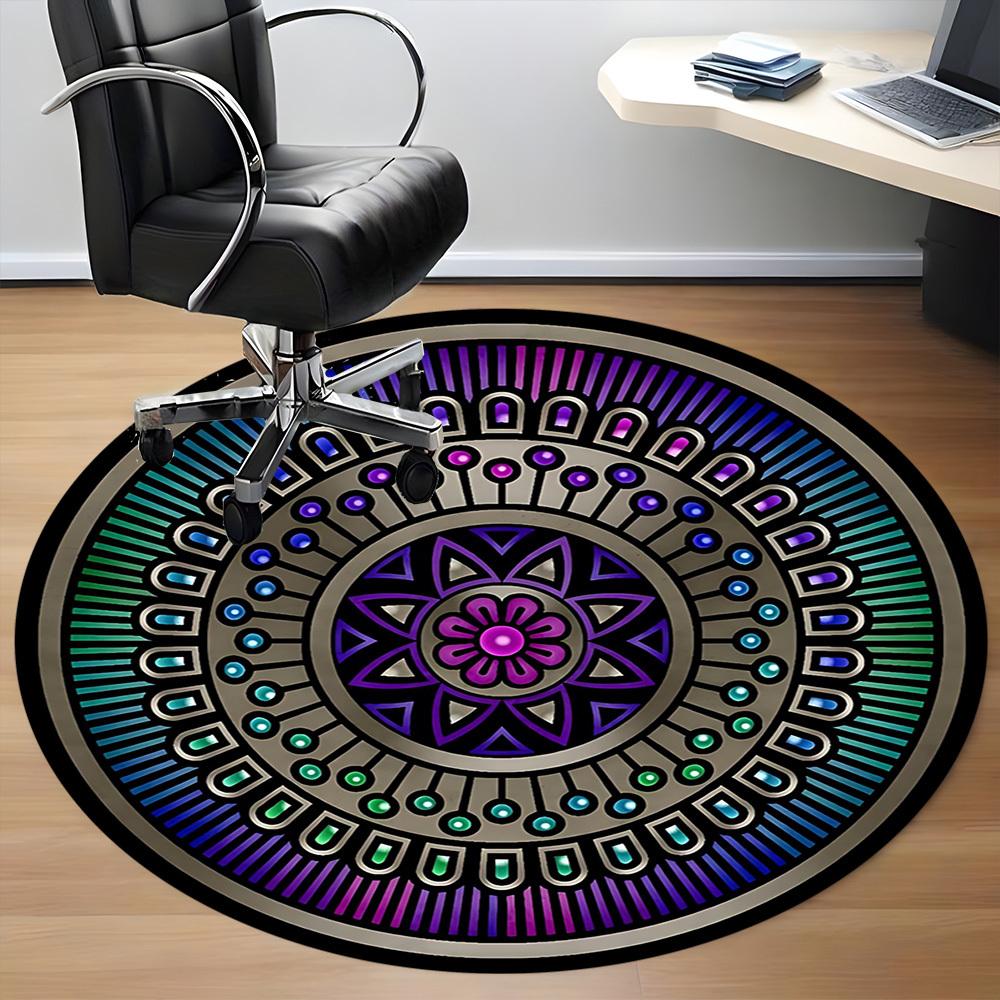 1pc Mandala Design Office Round Area Rug, Under Office Chairs Bedroom Living Room Home Decor, Room Deco, Available in Various Sizes