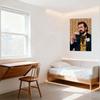 Vintage Stylized Man Portrait Tin Sign Classical Historical Metal Wall Decor with Wine Glass & Damask Pattern - for Bar Pub Home