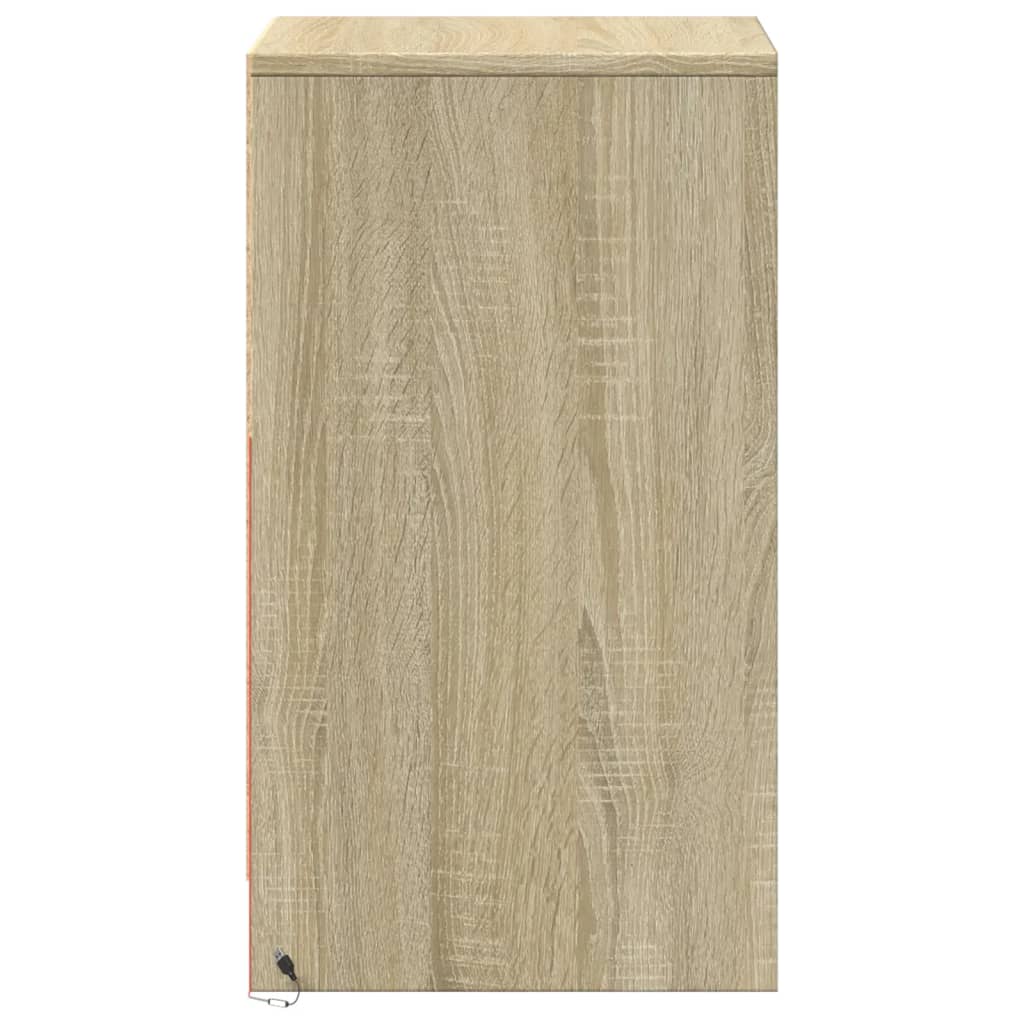 Nightstand With LED, Sonoma Oak Color, Wood-Based Material