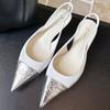 High Quality Pointed Toe Flower Women Sandal Shallow Back Strap Thin Heel Slide Sandals Summer Fashion Comfortable Designer Shoe