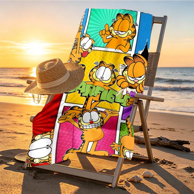 Garfield Print Beach Towel Design, Soft, Lightweight. for Home Bathroom, Spa, Pool, Yoga, Surfing, Camping, Gift for Family, Friend