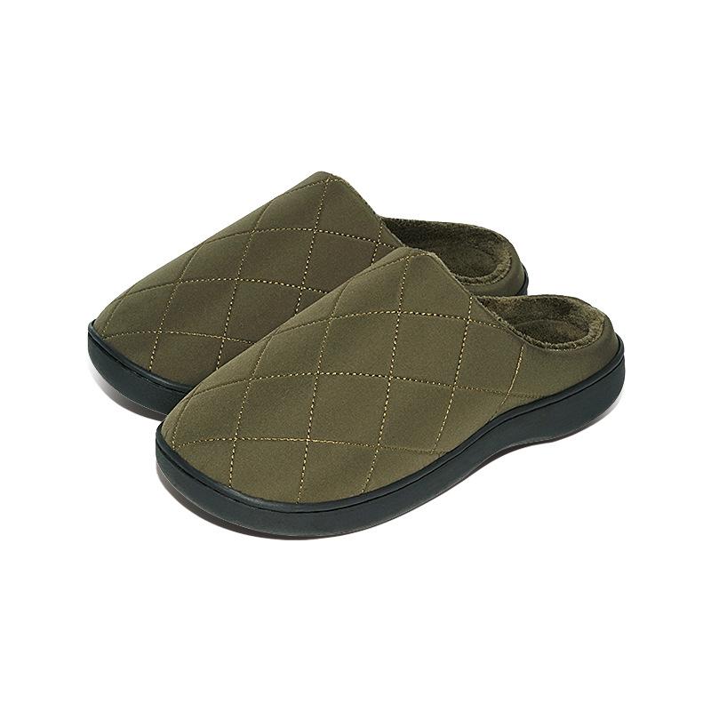 

Водонепроницаемые тканевые мохнатые тапочки, противоскользящие и теплые осенью и зимой, с толстой вельветовой подошвой и хлопковыми тапочками для ношения на улице 44-45 армия зеленый