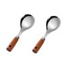 2 Piece Upright Stainless Steel Rice Spoon Anti-Stick Wood Handle Dinning Serving Spoon Comfortable Grip Heat-resistant