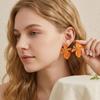 Marbled Enamel Flower Earrings with Polished Gold Trim Lovely Chic Design for Wedding Prom Party Gift for Her