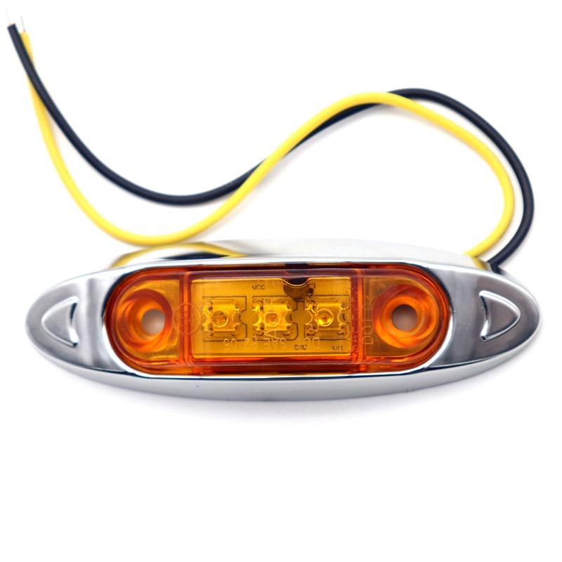 2pcs 3LED 12V/24V Car Trailer Truck Clear Side Marker Lamp Indicator Lorry Turn Signal Light Red/Amber/White Waterproof Light