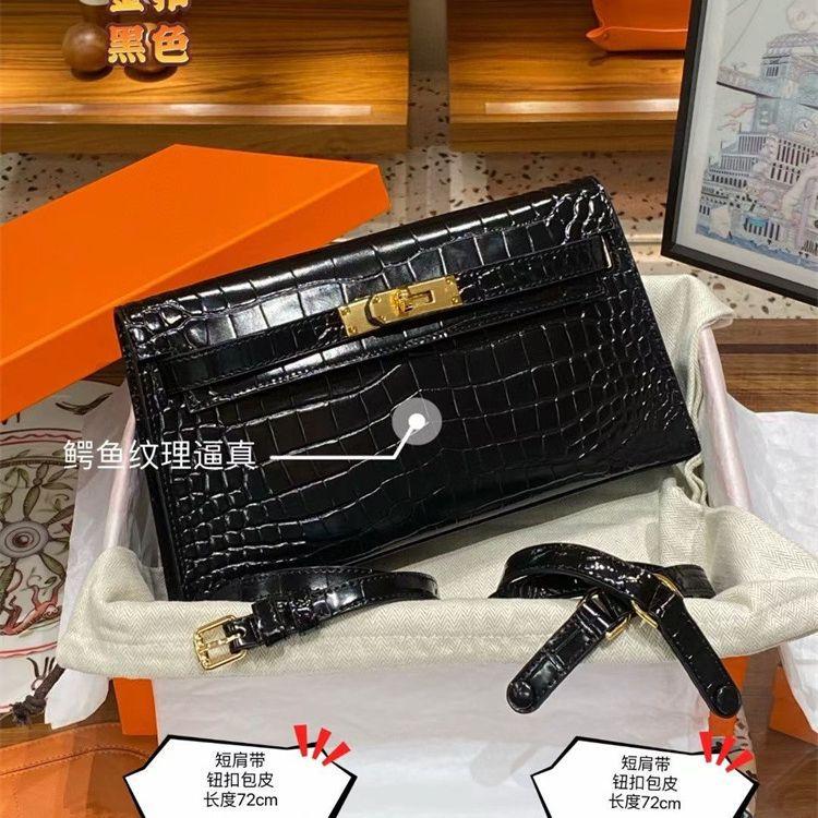 Nuova borsa a tracolla singola in pelle di mucca con motivo coccodrillo, borsa da donna orizzontale, pochette retrò