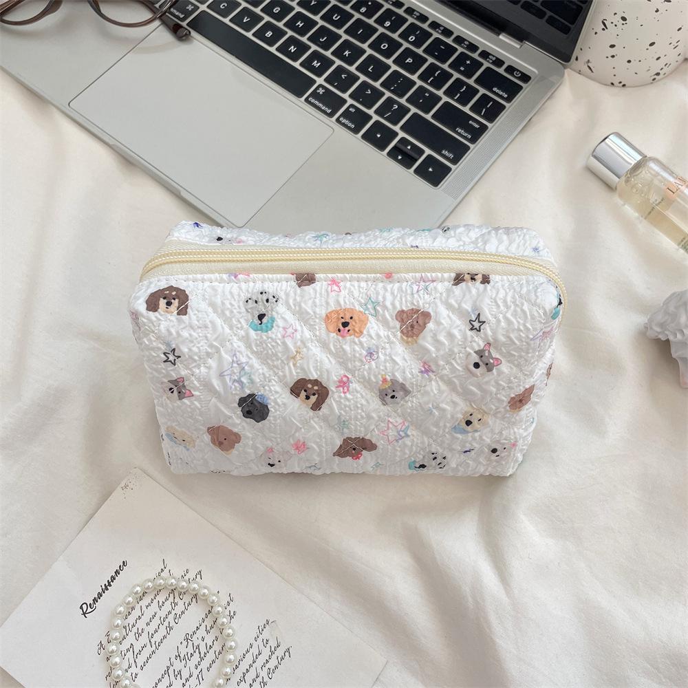 Fresh Quilted Girls' Cosmetic Bag: Large Capacity, Cute Storage, Zippered Pencil Case