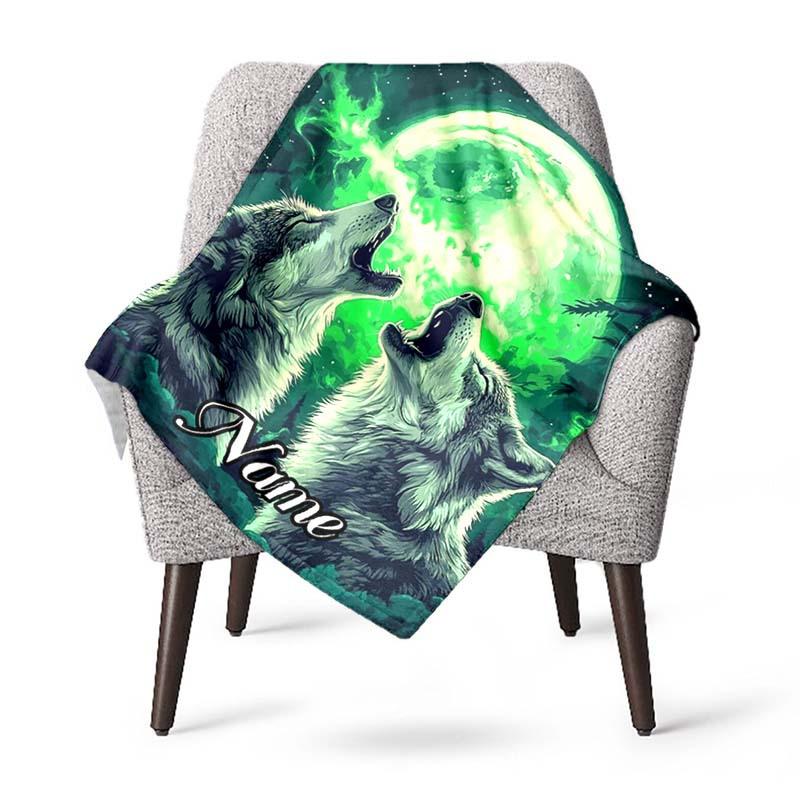 240Gm2 Wolf Customize Your Name Outdoor Blanket Suitable For All Seasons Comfortable And Warm Soft Blanket Suitable For Travel Gifts For Relatives And
