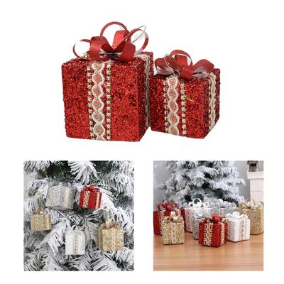 2/3 STK Dekorative Schachtelanhänger für Weihnachtsbaumschmuck Schachteln Festliche Bunte Dekorationen