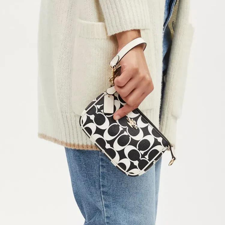 COACH Nolita Leather Shoulder Bag , Handbag Mini Women's Black White (Unisex) Handbags CP251 IMA47