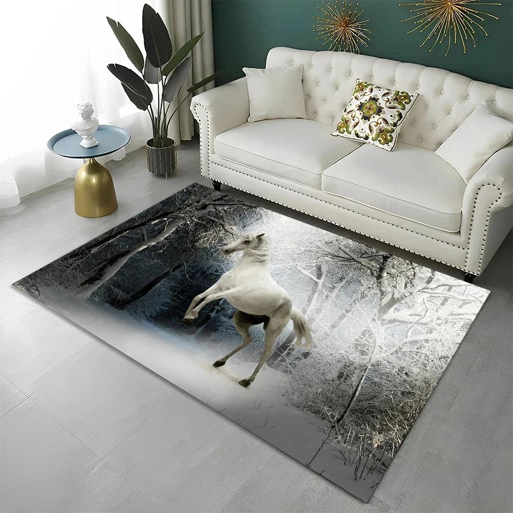 3D Pentium Gallant Horse Steed Animal Carpet Rug for Home Living Room Bedroom Sofa Doormat Decor,kid Area Rug Non-slip Floor Mat