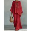 New 1116 European and American new women's elegant simple loose solid color shirt wide-leg pants set