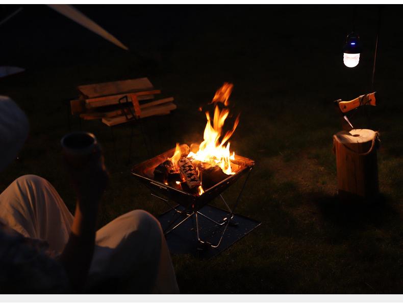 Large Outdoor Stainless Steel Folding Barbecue Grill and Fire Pit for Camping and Picnics