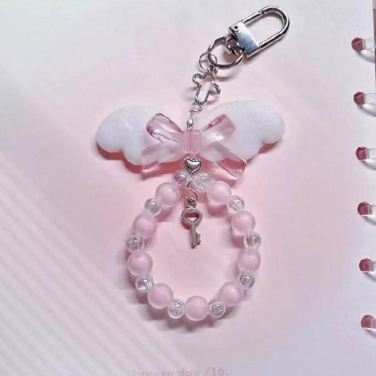 Elegant Winged Beaded Phone Chain Charm Beaded Phone Pendant for Women and Girls