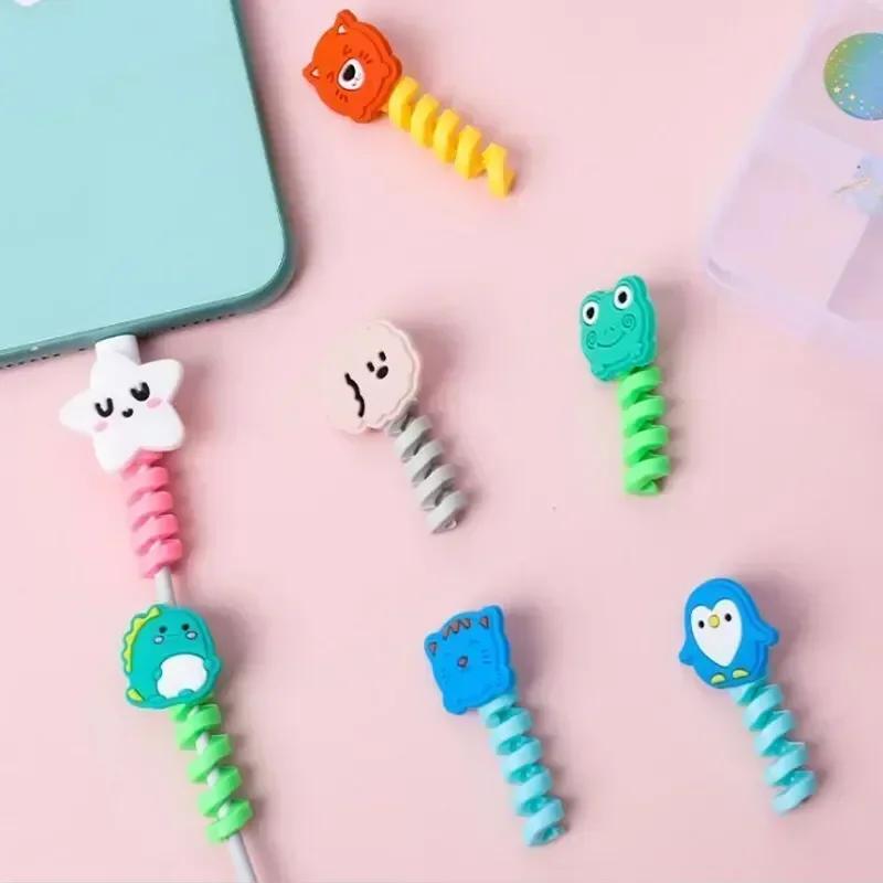 4PCS Cute Bite Cartoon Animal Cable Protector - Mini Cord Wire Cover Charging Cable Winder Set