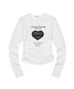 ESCAPEFROM Fake Lace Patch Print Dot Slim Fit Shirred Long Sleeve Ivory