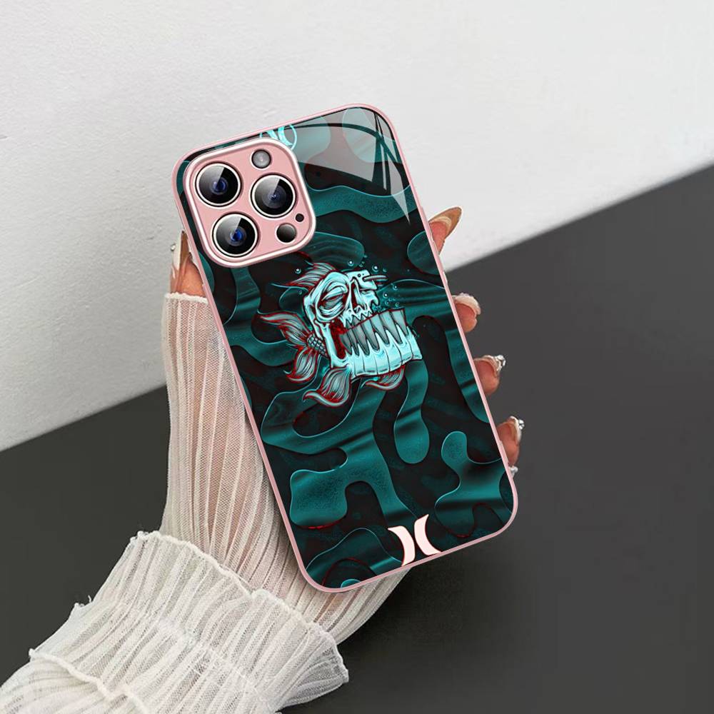 Klassische Berühmte Marke H-HurleyS Logo Gehärtetes Glas Für Iphone 14 13 12 11 Pro Mini XS MAX 14Plus X XS XR Hüllen