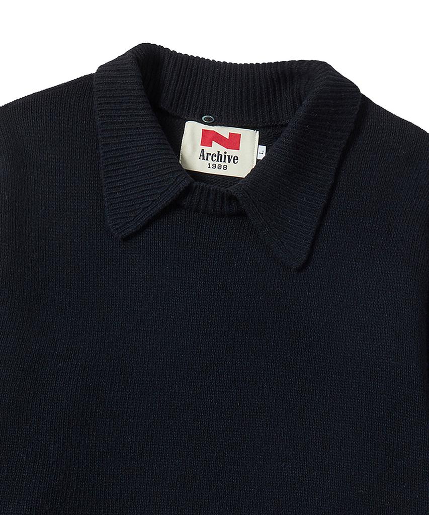 BEYOND CLOSET [Collection Line] Modular Collar Wool Knit Navy